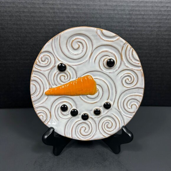 Mud Pie Snowman Cookie Plate 6.25"‎ Ceramic White - Picture 9 of 9